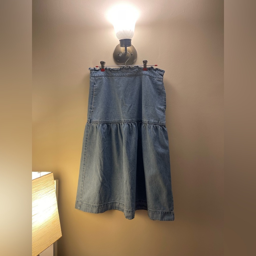 Madewell Denim Ruffle Pull On Skirt Size Medium - Picture 4 of 7